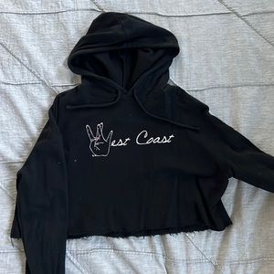 West coast hooded crop top sweatshirt.